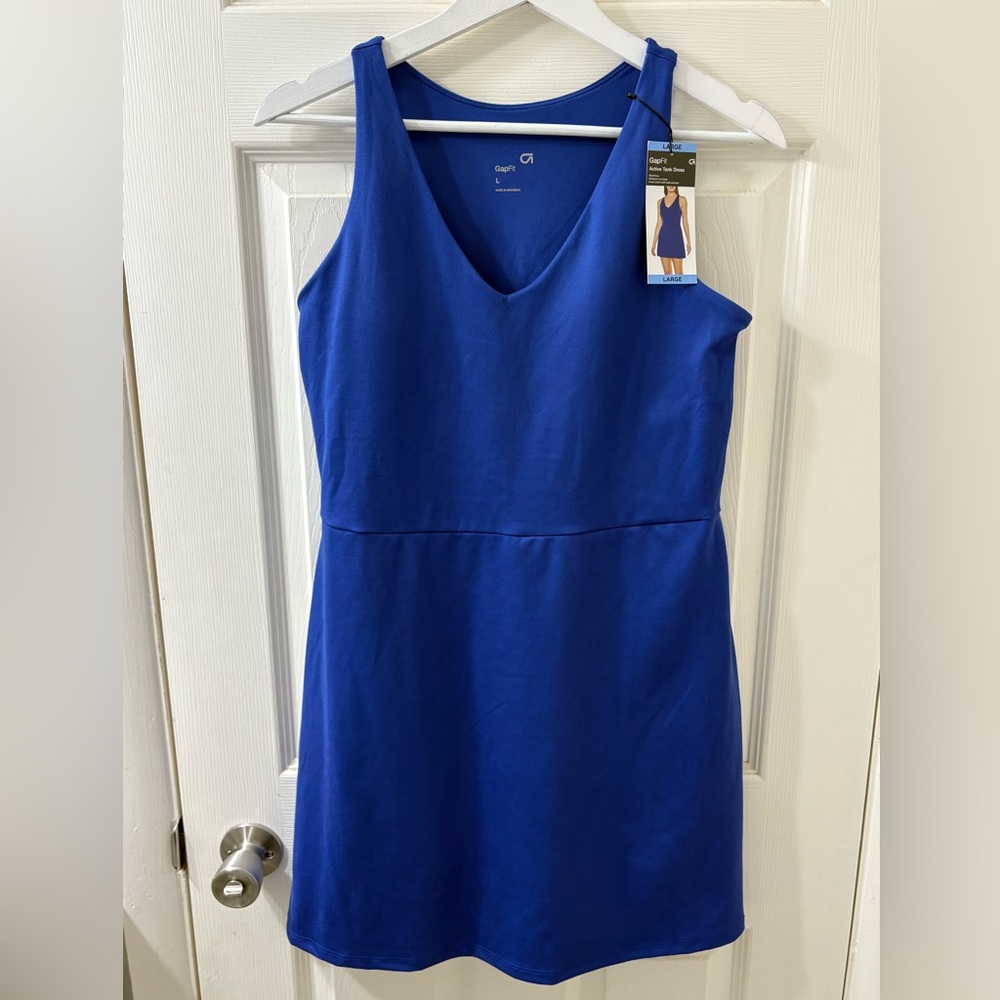 Gap Fit NWT Women's Active Tank Dress Skort Size Large Bright Blue MSRP $70 - Picture 2 of 13